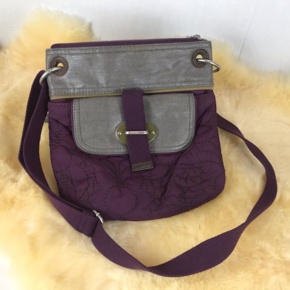 Purple/Grey Nylon Fossil Crossbody bag
